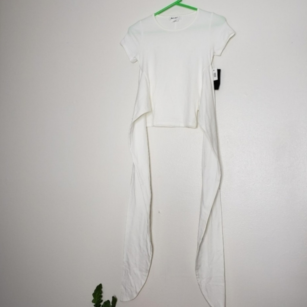 Wrap Tie Criss Cross Top Crop White Unique Bohemian Boutique Womens Extra Long - Picture 11 of 12